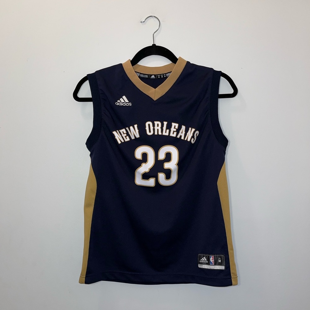 Adidas New Orleans Pelicans Navy Gold Davis 23 Jersey Youth Boys Medium EUC